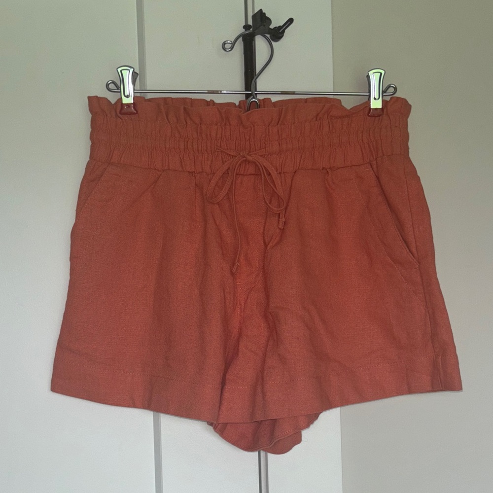 a new day Women's High Waist linen blend Shorys